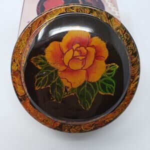 Home Master 2 Piece Hand Painted Lacquer Nesting Round Jewelry Box